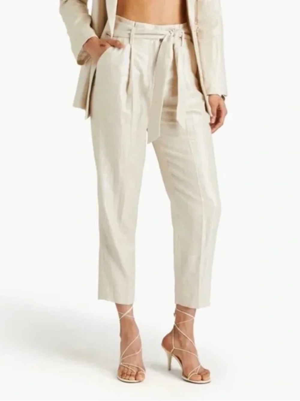 Veronica Beard Zelly Pants Linen Sz 4 Off-White